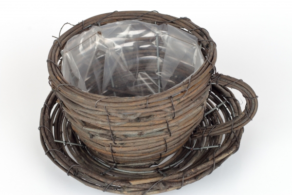 Kvetináč šálka prutie 14x9x18cm 