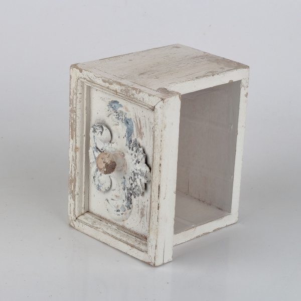 Kvetináč šuplík biely s patinou 14,5x12x11cm