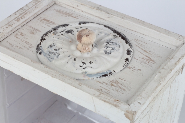 Kvetináč šuplík biely s patinou 18x18x13cm