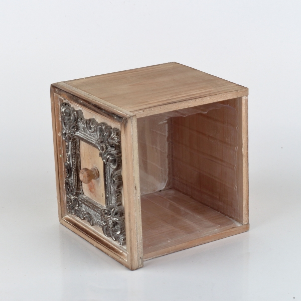 Kvetináč šuplík hnedý s patinou 18,5x18,5x18cm