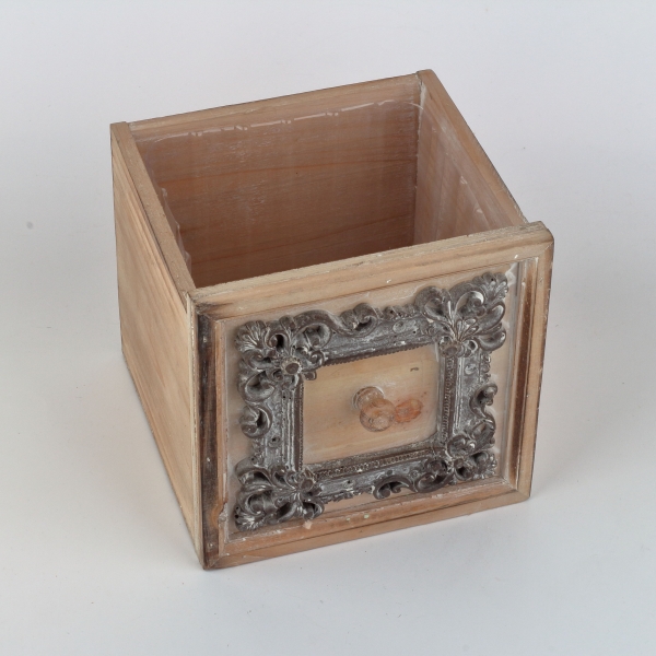 Kvetináč šuplík hnedý s patinou 18,5x18,5x18cm