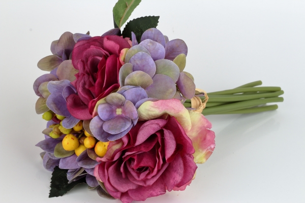 Kytice umelých hortenzií fialová 27cm