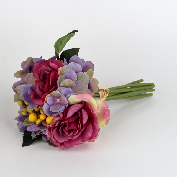 Kytice umelých hortenzií fialová 27cm