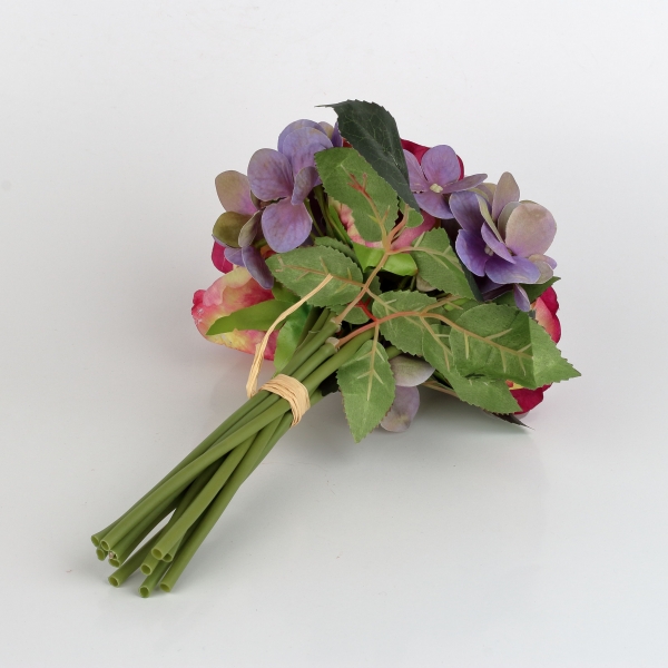 Kytice umelých hortenzií fialová 27cm