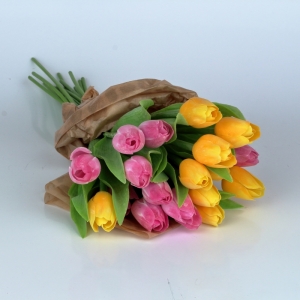 Kytica umelých tulipánov ružové / žlté 17ks 