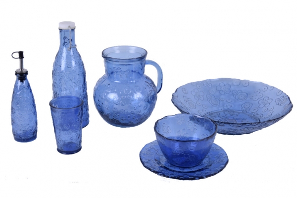 Fľaša na olej FLORA modrá