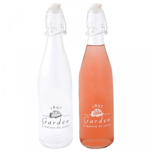 Fľaša s uzáverom Garden 1897 čierny text 27cm