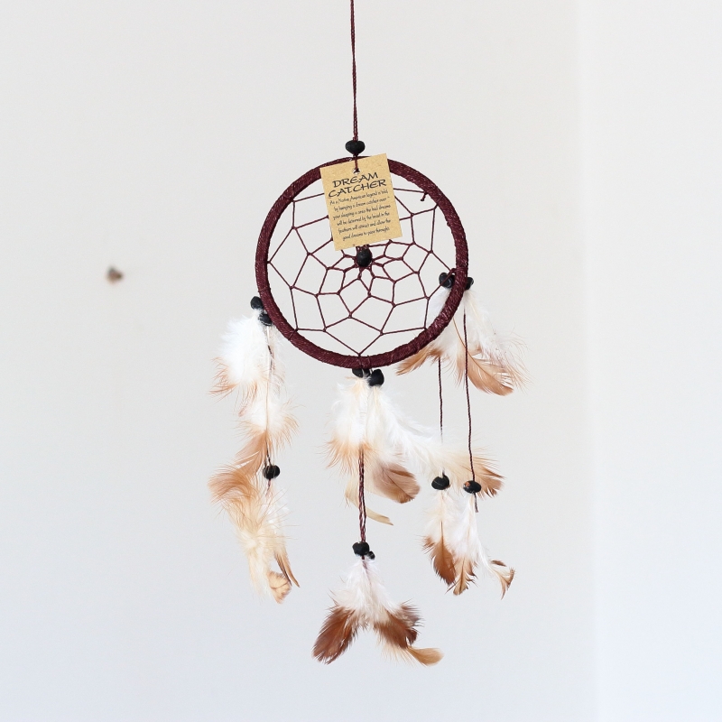 Lapač snov hnedý (jeden kruh) 12cm