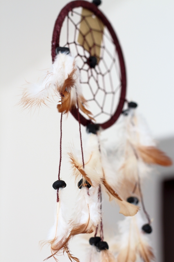 Lapač snov hnedý (jeden kruh) 12cm