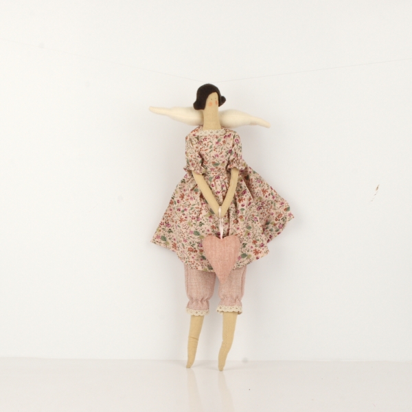 Látková andelko v ružových šatách 45cm