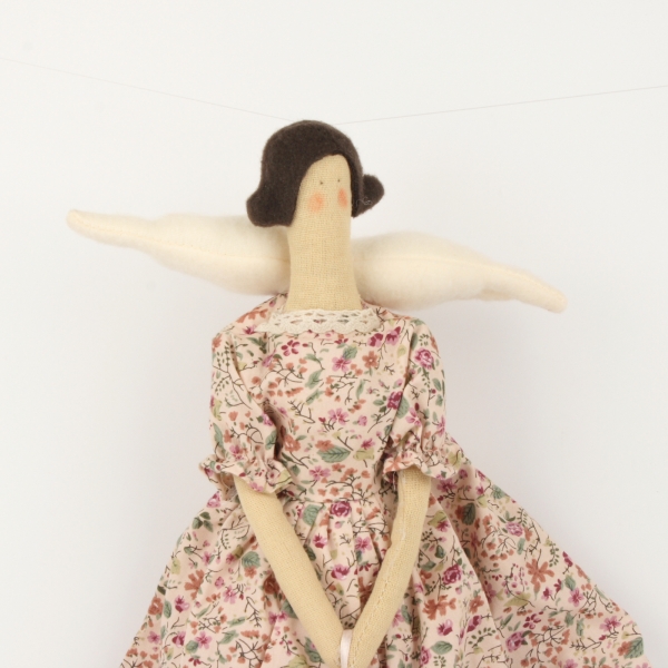 Látková andelko v ružových šatách 45cm