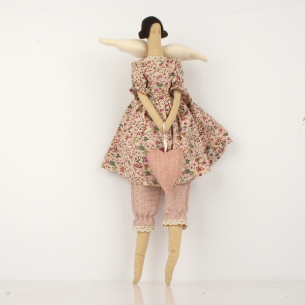 Látková andelko v ružových šatách 45cm