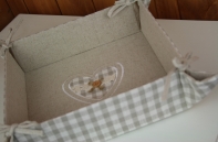 Látková ošatka šedej srdce 21x21x6cm