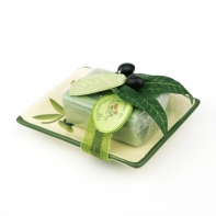 Le Chatelard keramická mydelnička s mydlom oliva 100g