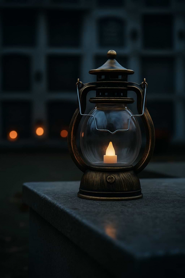 LED lampáš do kolumbária – bezpečné svetlo pamiatky 12cm