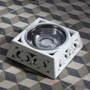 Liatinová miska pre psa biely smalt 17x17cm