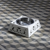 Liatinová miska pre psa biely smalt 17x17cm