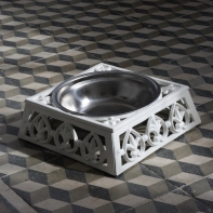 Liatinová miska pre psa biely smalt 23x23cm