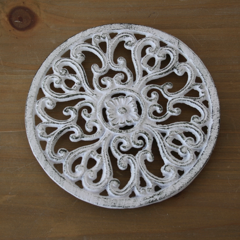 Liatinová podložka pod hrniec okrúhla veľká biela 18cm