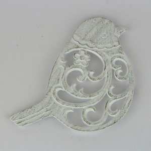 Liatinová podložka pod hrniec vtáčik biela 19x19cm