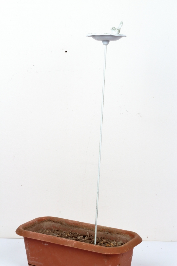 Liatinové pítko zápich s vtáčikom biele 75cm