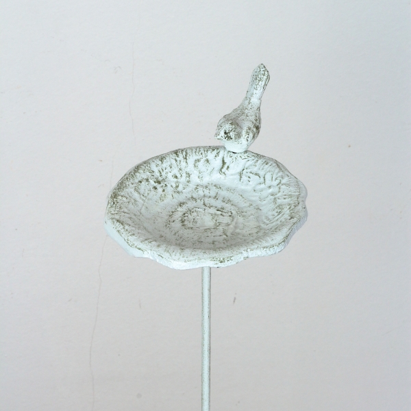 Liatinové pítko zápich s vtáčikom biele 75cm