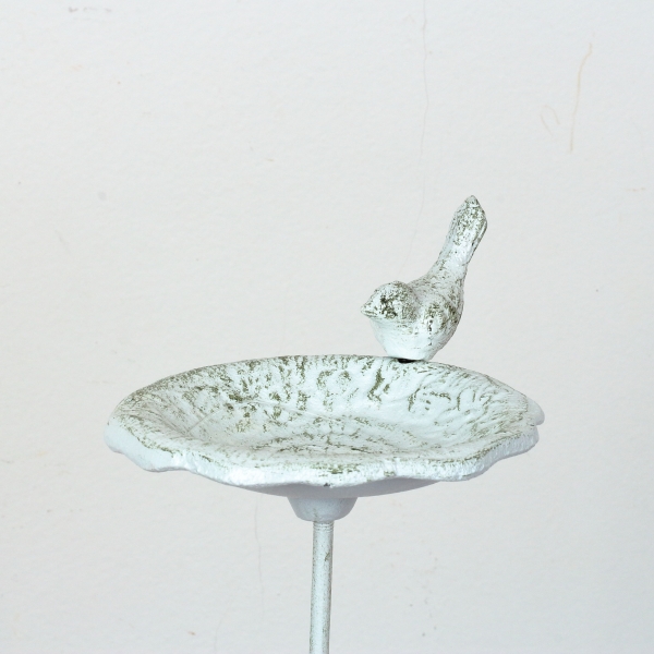 Liatinové pítko zápich s vtáčikom biele 75cm
