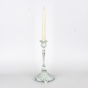 Liatinový biely svietnik na jednu sviečku 25cm