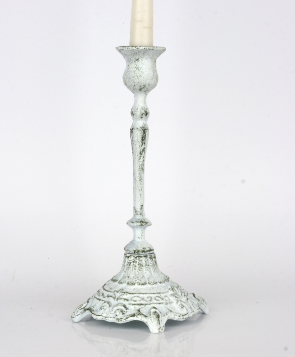 Liatinový biely svietnik na jednu sviečku 25cm