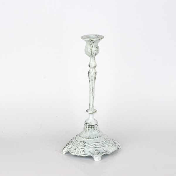 Liatinový biely svietnik na jednu sviečku 25cm