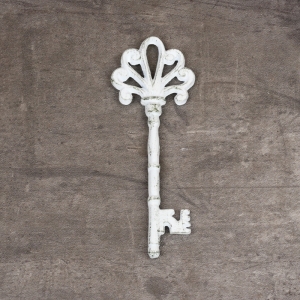 Liatinový dekoračné kľúč biely s patinou 20,5cm