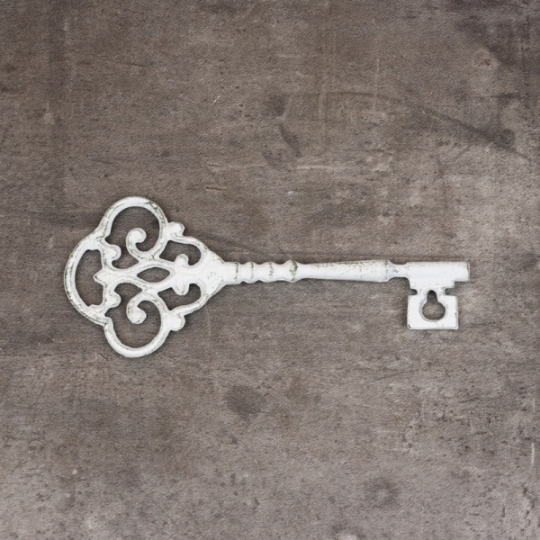 Liatinový dekoračné kľúč biely s patinou 24cm