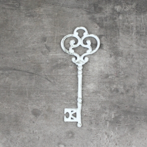 Liatinový dekoračné kľúč biely s patinou 25cm
