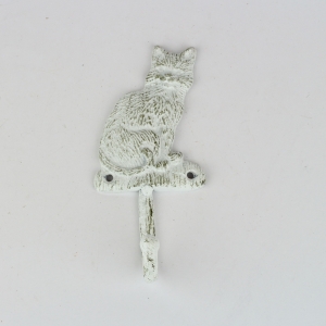 Liatinový háčik s mačkou biely 18x18cm