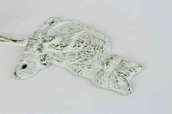 Liatinový háčik s mačkou biely 18x18cm