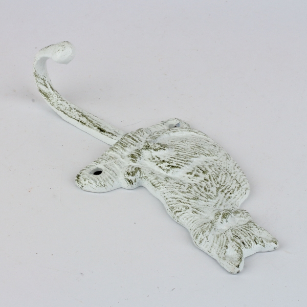 Liatinový háčik s mačkou biely 18x18cm