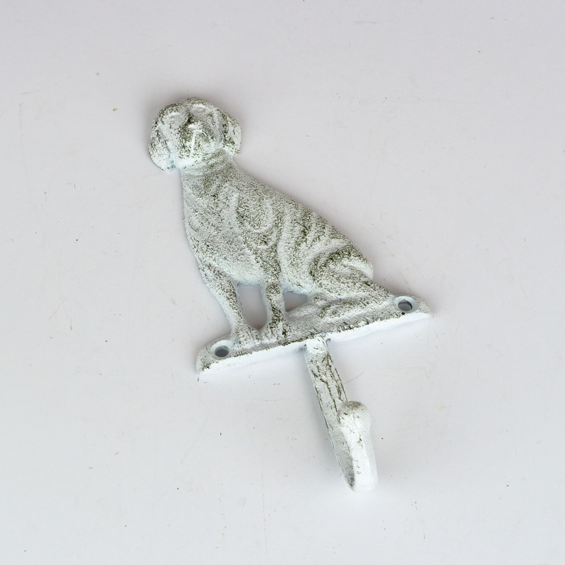 Liatinový háčik so psom biely 17cm