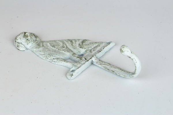 Liatinový háčik so psom biely 17cm