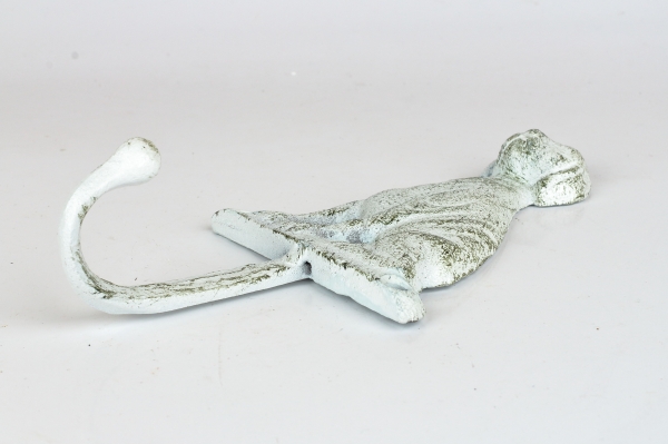 Liatinový háčik so psom biely 17cm