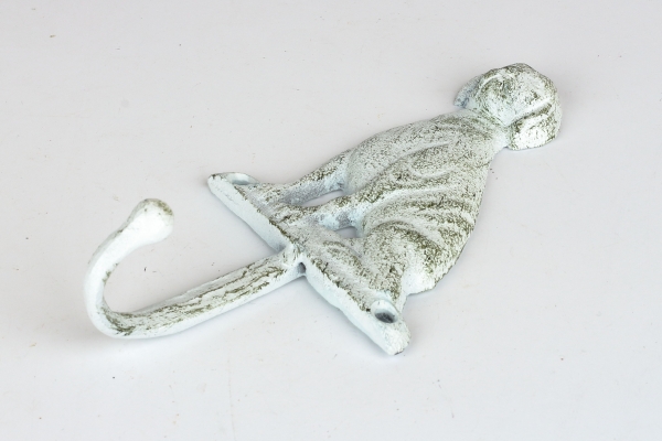 Liatinový háčik so psom biely 17cm