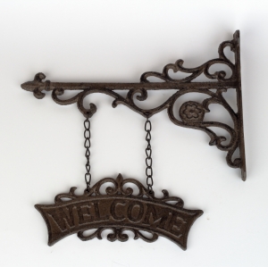 Liatinový nápis / vývesný štít Welcome 27,5x26x3,8cm 
