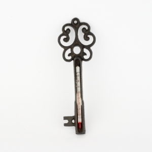 Liatinový nástenný teplomer kľúč 20,5cm