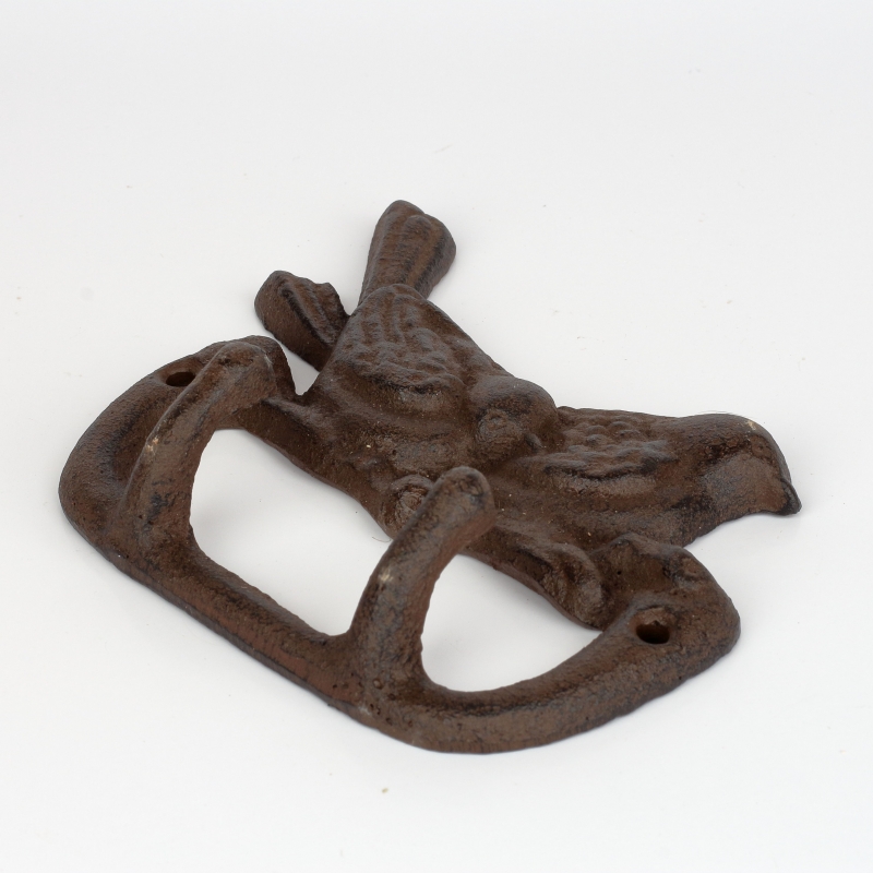 Litinový nástěnný věšák se dvěma háčky ptáčci 14x3x12cm