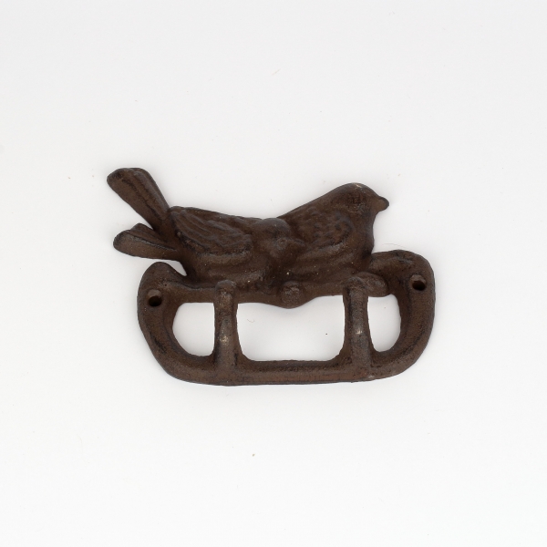 Litinový nástěnný věšák se dvěma háčky ptáčci 14x3x12cm