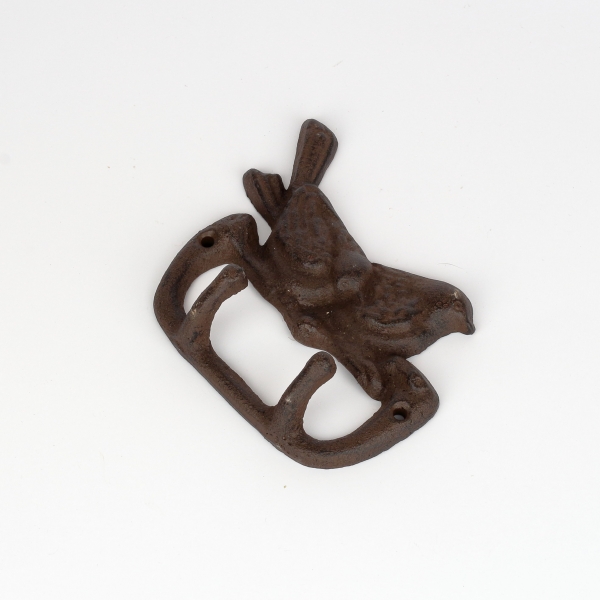 Litinový nástěnný věšák se dvěma háčky ptáčci 14x3x12cm