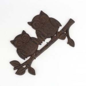 Liatinový nástenný vešiak sovy 28x17cm