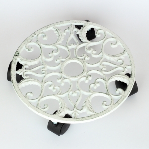 Liatinový posuvný stojan / podstavec pod kvetinu biely 27,5cm