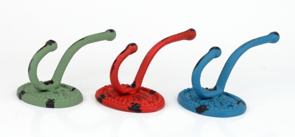 Liatinový retro vešiak na kabáty oválny červený