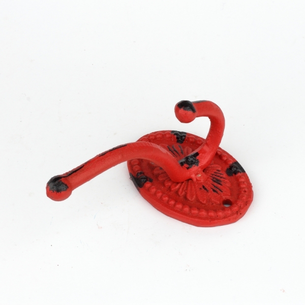 Liatinový retro vešiak na kabáty oválny červený