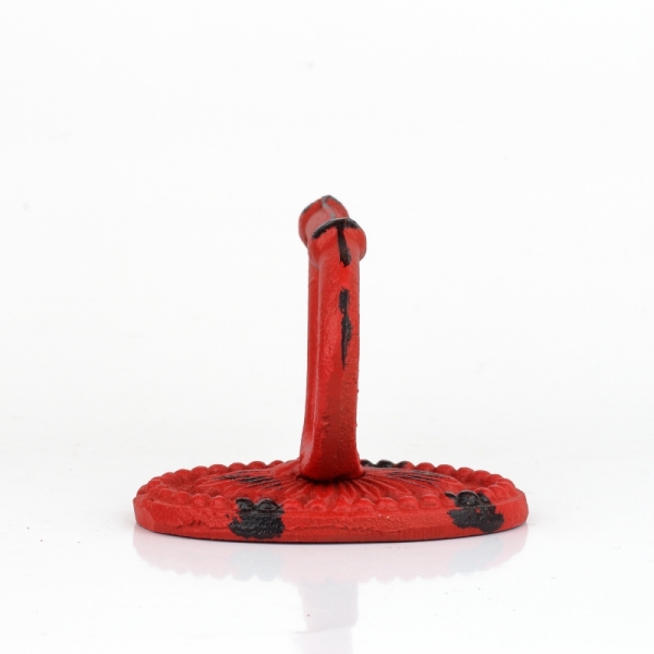 Liatinový retro vešiak na kabáty oválny červený